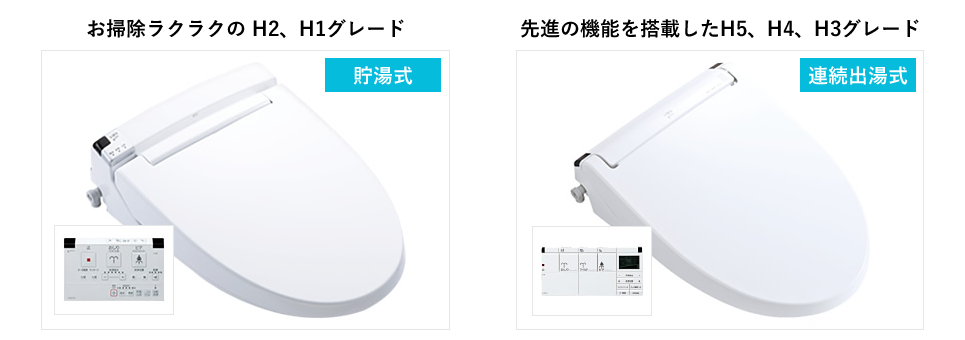 シャワートイレはH1～H5まで選べます